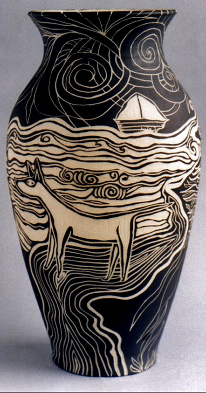 Sgraffito Ocean Dream Pot - Rachel Wolf