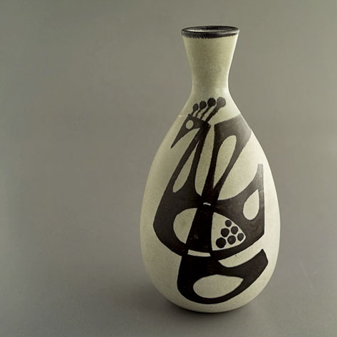 Vase with abstract bird motif by-André-Bioley-1950's