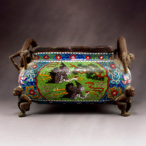 Chinese Cloisonne footed Incense Burner