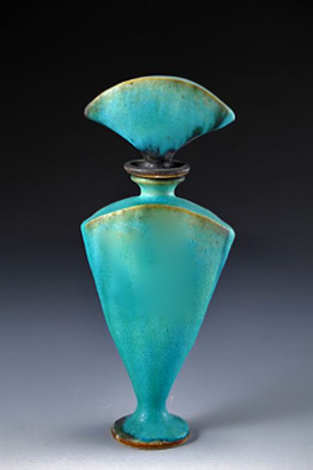 Turquoise Perfume Bottle by Cache La Pottery
