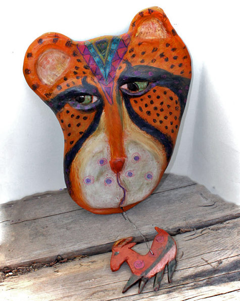 GinsLilCharacters - etsy - Rico the Cheetah---Ceramic Wall Decor