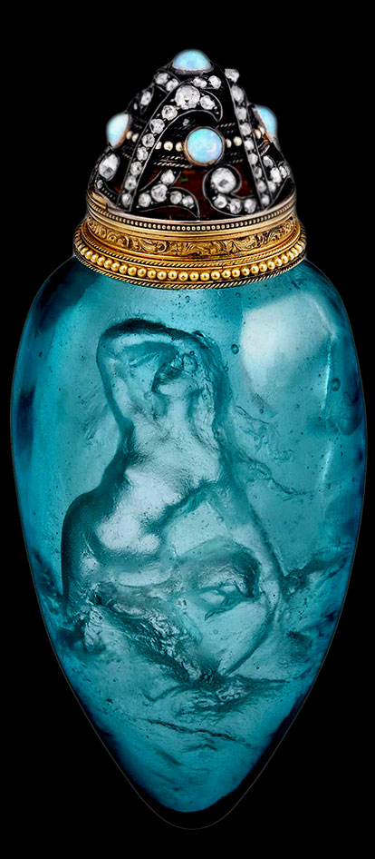 Rare Rene lalique - only five known to exist. The bottle marks Lalique's first attempt at using the lost wax, cire perdue, technique with glass ~ M.S. Rau Antique
