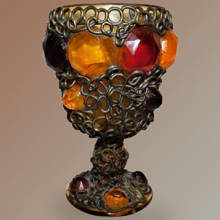 1st-dibsOrnate-19th Century Medieval Style Bejeweled Goblet/Chalice