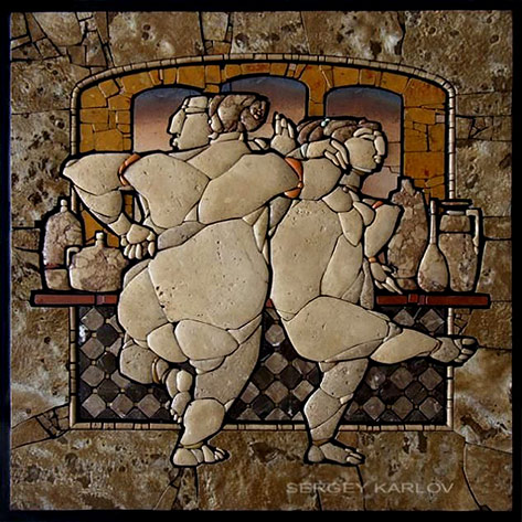 Two abstract naked people mosaic - Sergey Kaarlov