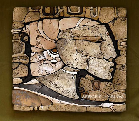 Sergey-Karloff-mosaic-art---prophet in stone