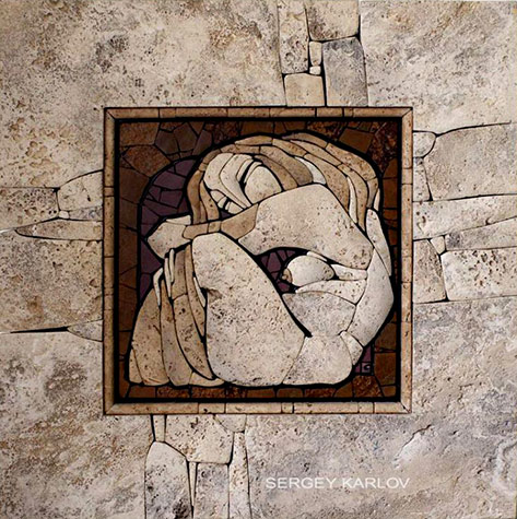 seated nude woman mosaic - Sergey Karlov