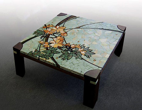 Mosaic floral motif table - Sergey Karlov