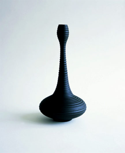 Vivienne Foley-black porcelain corrugated-vase