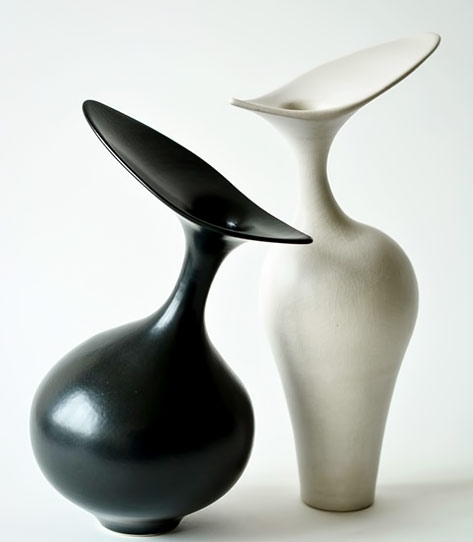 Vivienne Foley-pair of vases with wide asymmetrical lips