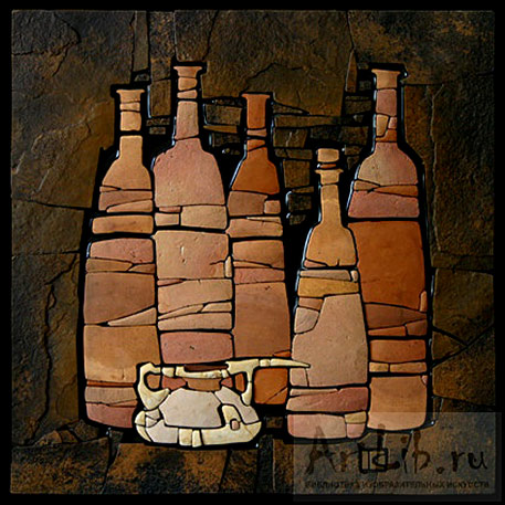 Bottle collection in stone mosaic - Serjey Karlov