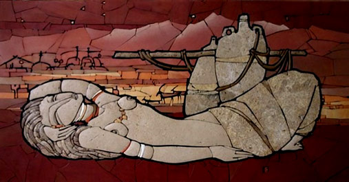 Sergey Karlov mosaic panel-reclining-woman
