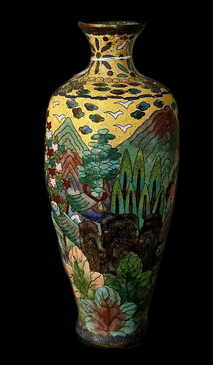 Chinese cloisonne bottle neck Vase,-Qing Dynasty,-19th century