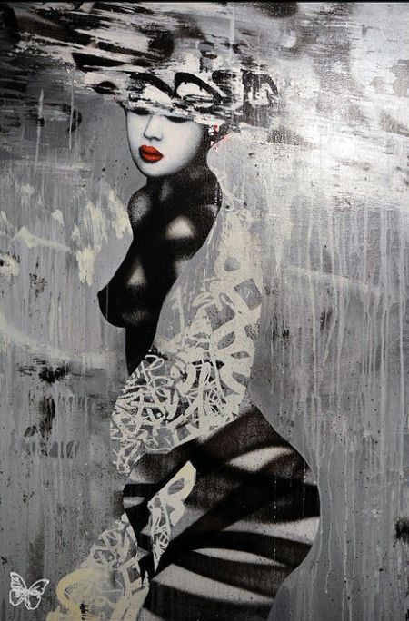 Hush geisha inspired street art