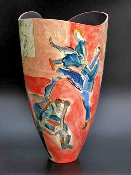 Ingrid-Saag - Swing vase illustrated with couples dancing