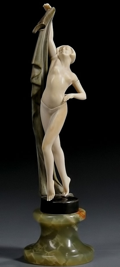 An-Art Deco bronze and ivory figure by- J Ulrich,Austria-1930