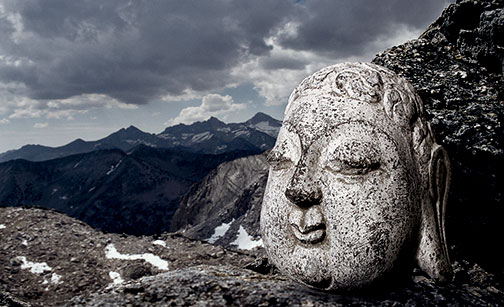 Buddha-Photography-Art-Prints_Buddha Head High on Mountain Top Steve Poe