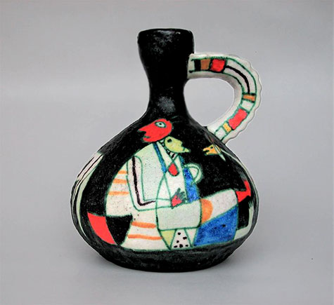 Guido Gambone, squat bottle vase Polychrome-earthenware