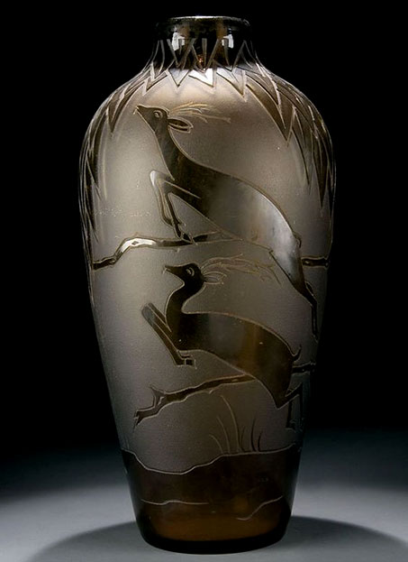 French art deco cameo glass floor vase-circa 1925