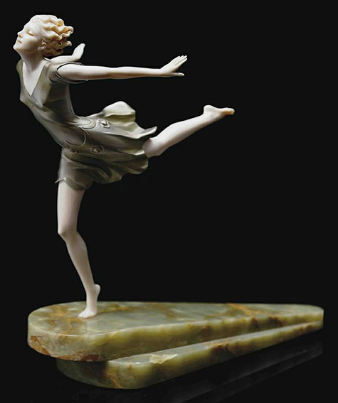 Ferdinand-Preiss-art deco dancing girl sculpture