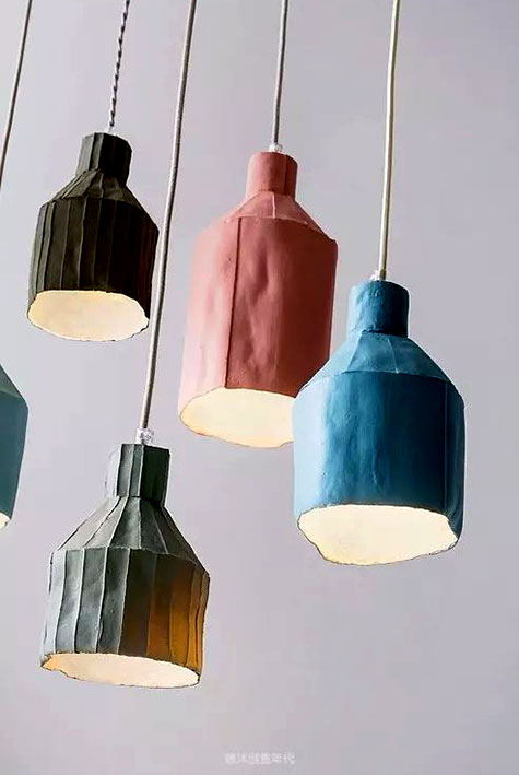Paola Paronetto paper clay suspended lamps