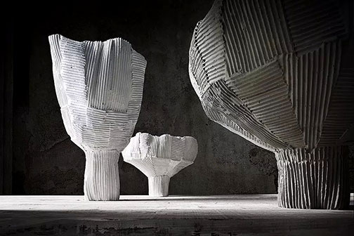 Paola Paronetto-ribbed paper clay vessels