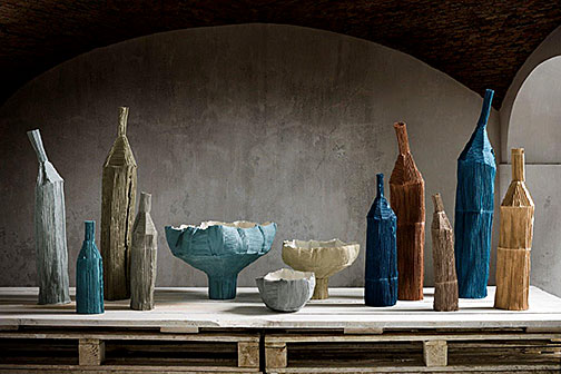 Paper-Clay-Paola-Paronetto bottle and bowls
