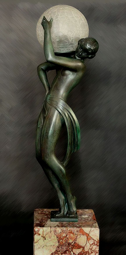 Pierre le Faguays A stunning Art Deco spelter figure lamp - 'Farandole' circa 1930