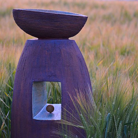 When the field whispers---a drop outdoor ceramic bird bath