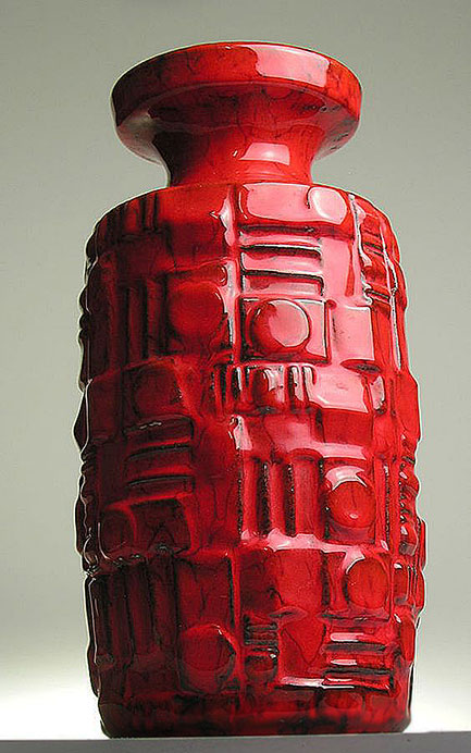 _Ü Übelacker Keramik West German Pottery-Modern-Mid-20-Century-Vintage-Retro-Red