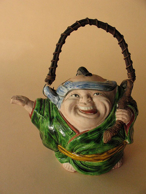 Japanese figural-teapot of man with smiling face