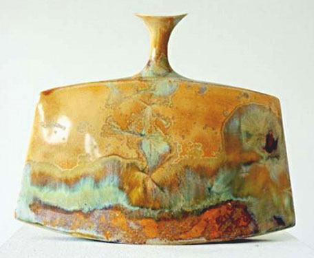 Alain Ficho--Flat Crystalline Vase with curved base