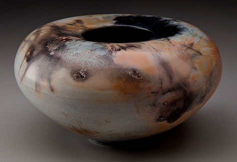 White earthenware clay, burnished, terra sigillata Alex Mandli squat vessel