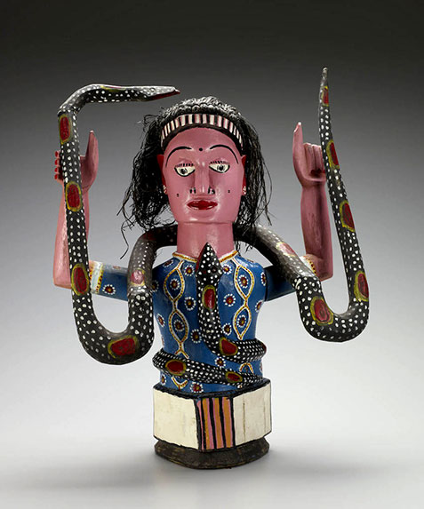 Anang artist, Mami Wata figure with snake sculpture