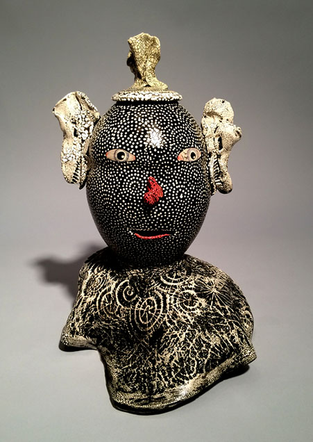Andy Nasisse Black Dot Jar ceramic+Sherrie Gallerie