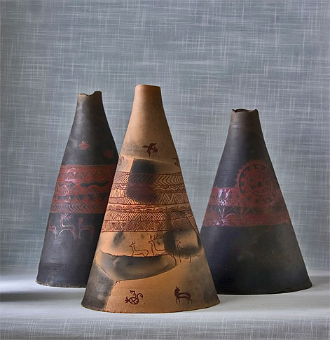Three raku cones - Baikal ceramics - Elena and Igor Tavolzhanskiy