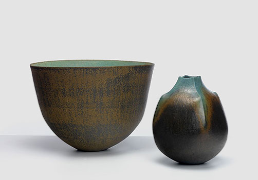John Ward------Bowl and vase-stoneware,-36.5-x-25cm