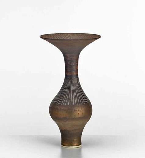 Lucy Rie-manganese trumpet vase