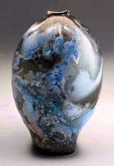 M-.Wein Sager fired-in seaweed and copper carb. sprayed with cobalt chloride