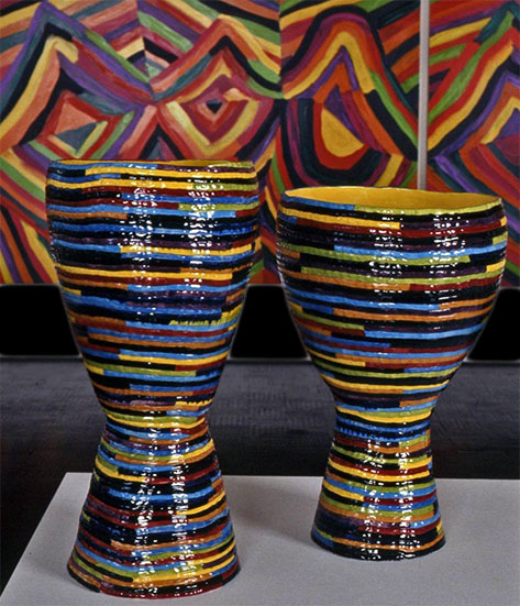 Striped ceramic goblets - Peter Cooley