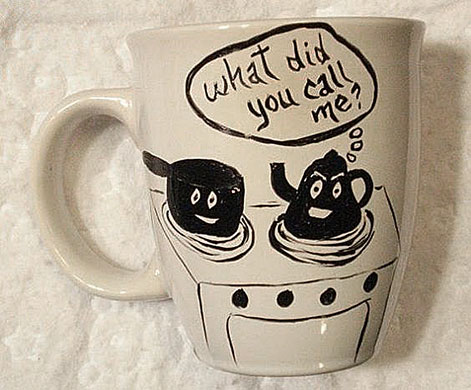 Pot Calling the Kettle Black Funny Mug by dirtydishes on Etsy