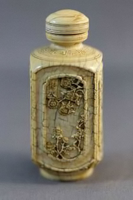 Qing Dynasty,-18th Century Ivory Snuff with botanical motif