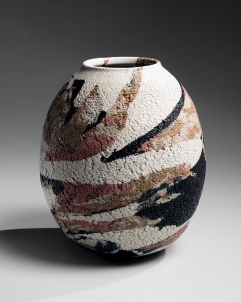 Samarkand ovoid neriage vase-Matsui Kosai
