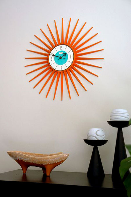 Spartus-sunburst-clock with Mid Century decor