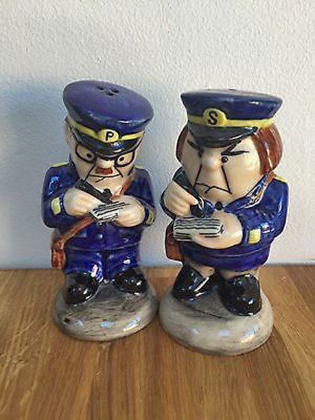 Traffic Warden Salt And Pepper Pots Set Novelty Kitsch