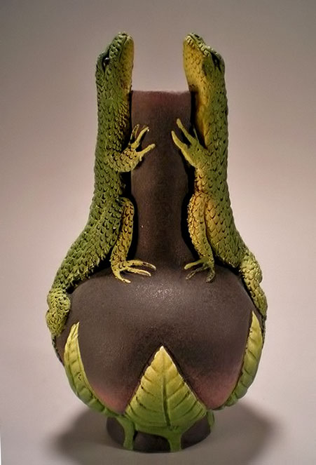 Two lizard vase by Nancy Yturriaga Adams