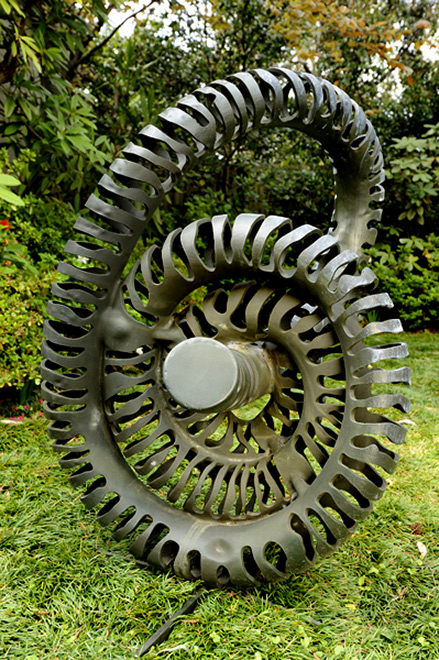 Coiled steel abstract sculpture---Andrew Rogers