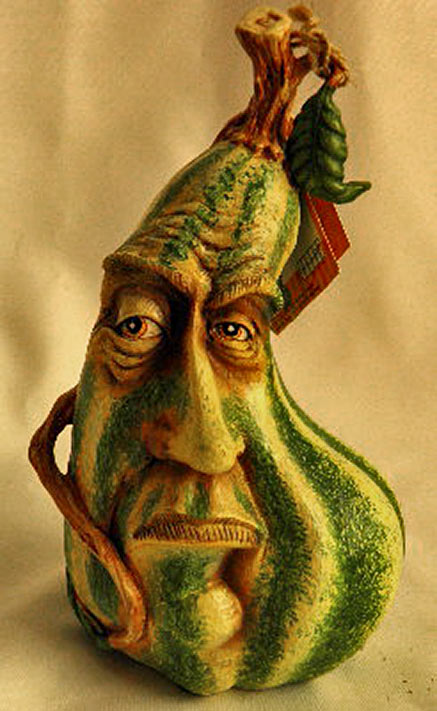 Striped green Gourd-Carved--Ghoul-Gallery