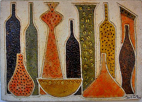 Marcello Fantoni-wall plaque-mid century modern pottery