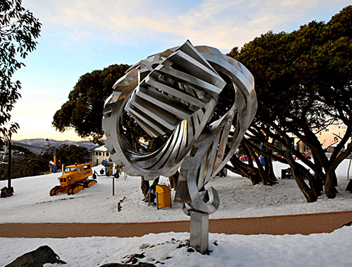 Stainless steel sculpture - Ode to Kairos-Andrew Rogers -- Mount Buller----300H-x-250w-cm