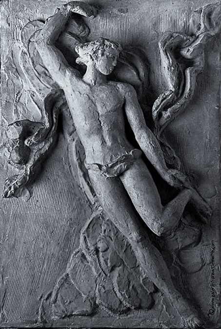 Paul Belmondo1950 Bas relief terracotta--Apollo